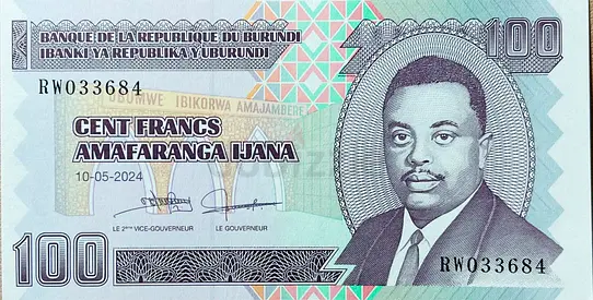 BURUNDIAN 100 FRANCS BANKNOTE ISSUED YEAR 2024 CURRENCY OF BURUNDI