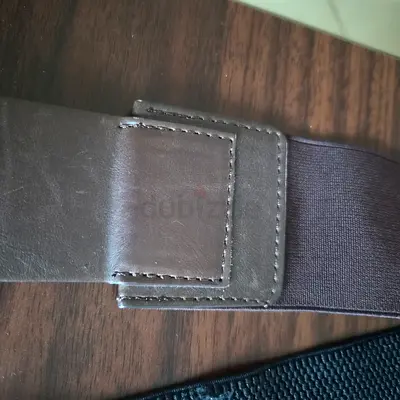 Brown leather elastic waist belt, gently used