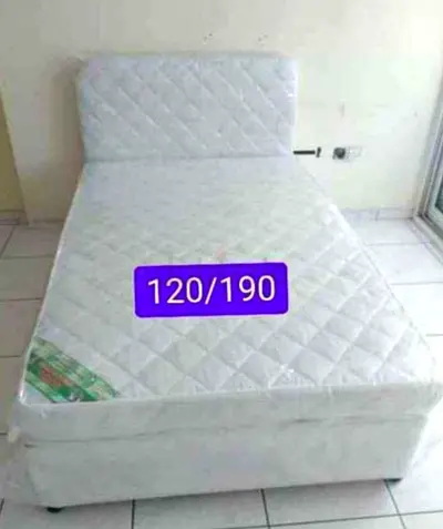 Double Bed with Mattress 120x190cm - White, Good Condition