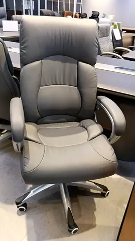 Comfortable High-Back Leather Office Chair with Armrests and Wheels