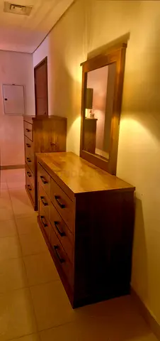 Solid Wood 6-Drawer Dresser with Mirror - Good Condition