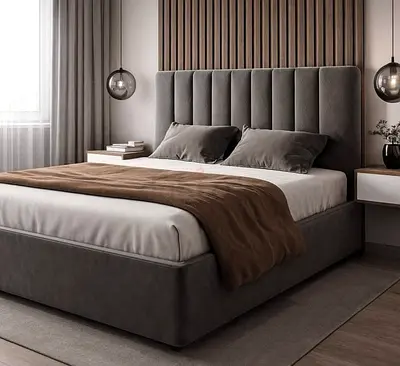 New fabric wooden King size 180x200 Bed with Madical Matress Available.