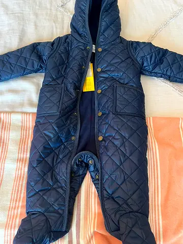 Ralph Lauren Navy Blue Quilted Baby Winter Snowsuit with Hood