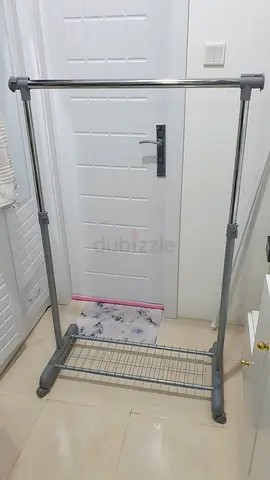 Adjustable Single Rail Clothes Garment Rack with Wheels - Good Condition