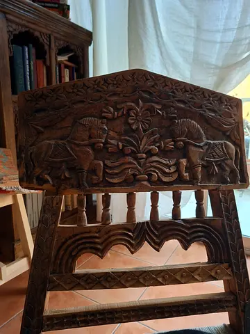 Chair : Artisinal Hand Carved  Woven Seat