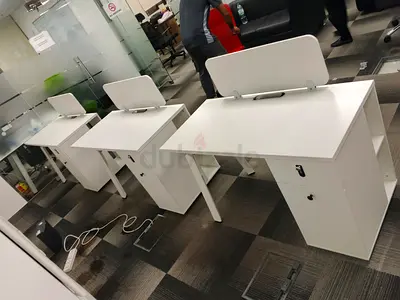 White Office Desks with Drawers and Modesty Panels