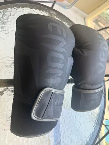 Venum Grey Boxing Gloves - Good Condition, Black, Velcro Strap