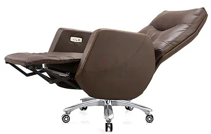 Brown Leather Recliner Office Chair with Footrest