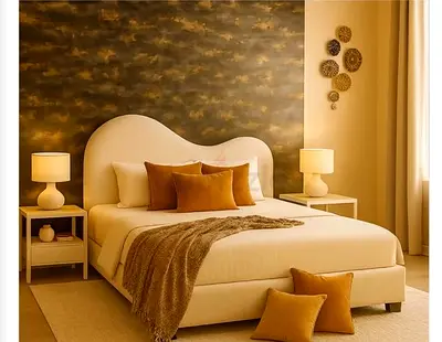 Upholstered double bed with mattress
