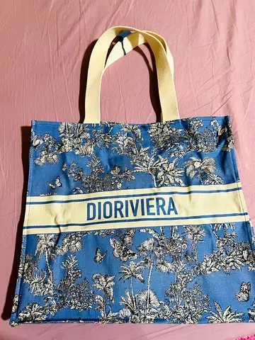 Blue DIORIVIERA canvas tote bag, preowned