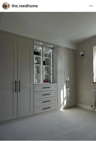 Custom Built-in Wardrobe with Shelves and Drawers - melamine finish