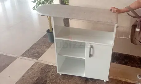 White Ironing Board Cabinet with Storage Shelves