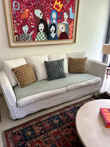 White 3-seater Marina Furniture Sofa with Cushions — Excellent Condition