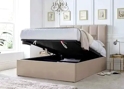 Beige new Queen size bed hydraulic storage bed Queen bed double bed king size bed king bed