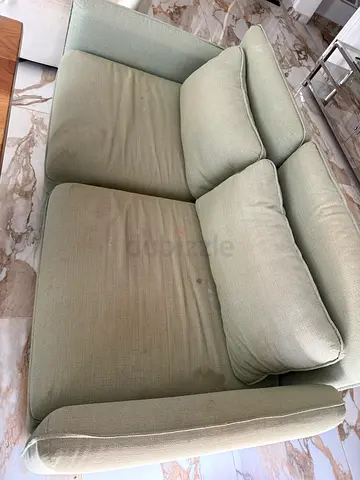 Light green 5 seater fabric sofa — good condition