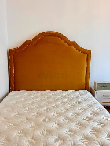 Luxury Upholstered Bed Frame with Studded Headboard (Golden Yellow) - Apollo . the one brand