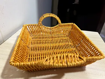 Woven Rectangular Serving Basket with Handles