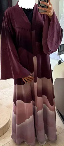 Maroon and mauve ombré abaya, Never used, Size 54