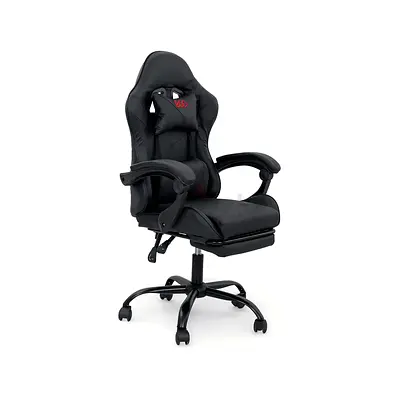 Black Ergonomic Gaming/Office Chair with Footrest and Lumbar Support
