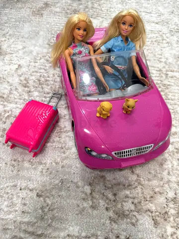 Barbie Convertible Car with Dolls and Accessories