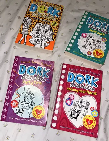 Set of 4 Dork Diaries Books by Rachel Renée Russell - Good Used Condition