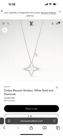 Louis Vuitton Ombre Blossom White Gold Diamond Pendant - never worn