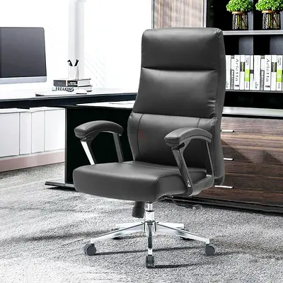 Black High-Back Executive Office Chair with Padded Arms