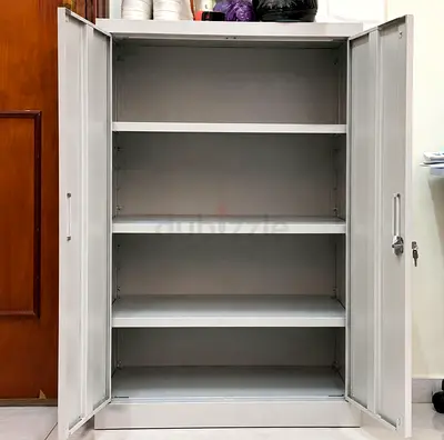 White Metal Storage Cabinet with 4 Adjustable Shelves