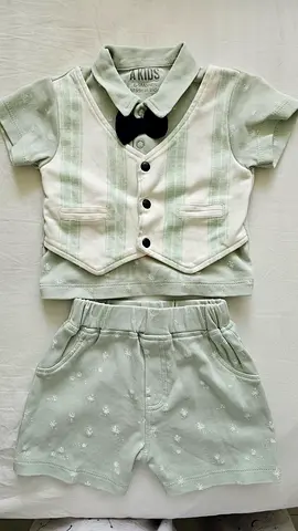 Baby boy 2-piece outfit (shirt + shorts) - mint green, size for 6-9 months baby