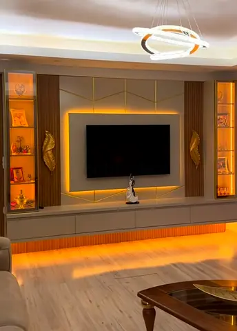 Luxurious Illuminated TV Media Wall