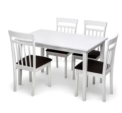 White 5-piece Dining Table Set with 4 Chairs