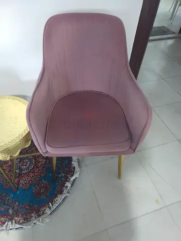 Pair of pink velvet accent chairs with gold legs must collect today