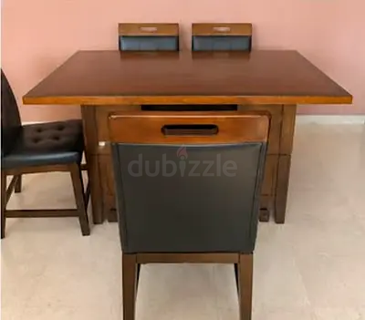 Solid Wood Dining Table with 4 Chairs and 1 Bench - Excellent Condition