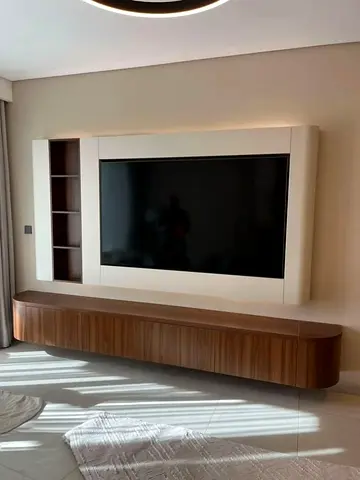 Modern Curved Minimalist Media Wall