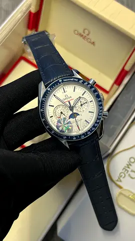 Omega Speedmaster Moonphase Chronograph with Blue Leather Strap