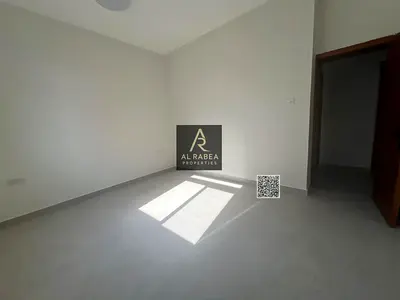 For annual rent in Ajman, first occupancy, Al Jurf 3, large spaces, the building has two bedrooms and a living room