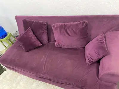 Plum Velvet 3-Seater Sofa - Good Condition
