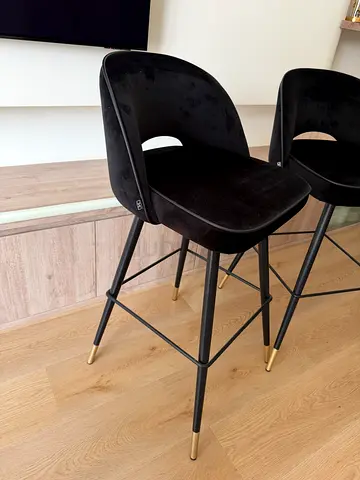 Eichholtz “Cliff” Bar Stools (Set of 2) – Black Velvet
