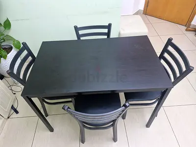 Compact 4-Seater Black Dining Table with Chairs - Good Condition