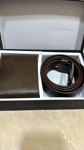 Premium Mens Leather Wallet  Belt Gift Set – Brown