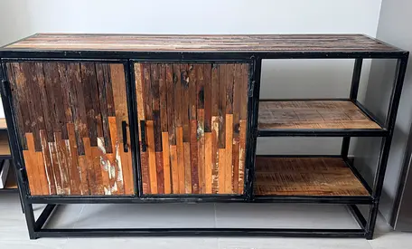 Handmade Industrial Reclaimed Timber TV Cabinet / Sideboard – Solid Wood  Heavy Steel Frame