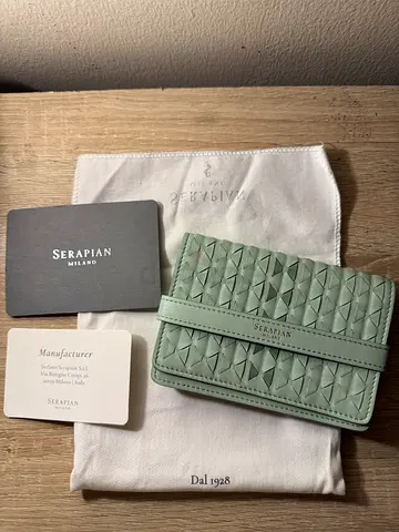 Green Serapian Milano leather card holder/wallet
