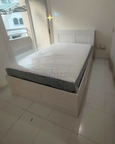 IKEA brimness double size 140×200cm bed with 4 storage drawers underneath, headboard  IKEa mattress