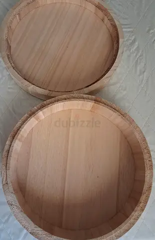 Round Wooden Serving Tray with cover 24 cm