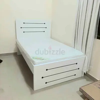 White Single Bed Frame with Mattress - Modern Minimal Design