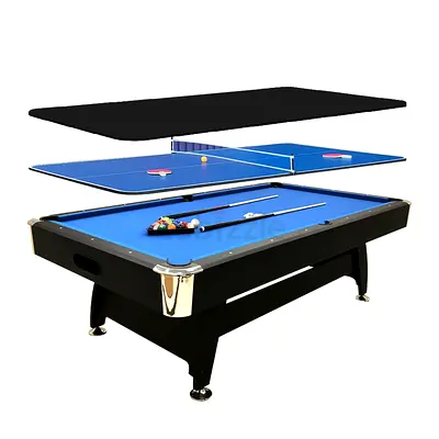 3-in-1 Pool 6ft Table with Table Tennis Diner Top - Blue Felt