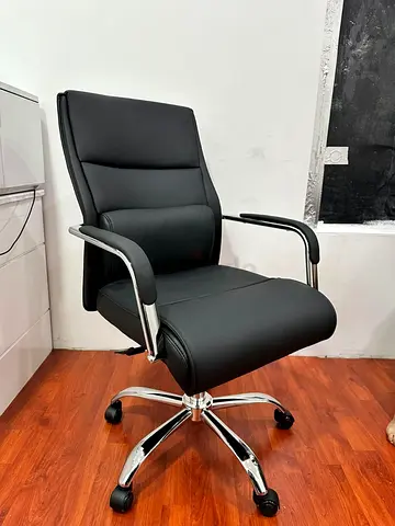 Black Executive Office Chair with Chrome Base -