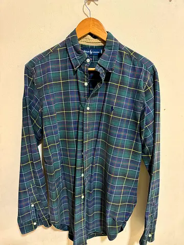Ralph Lauren Green Stripped Shirt.  Excellent condition