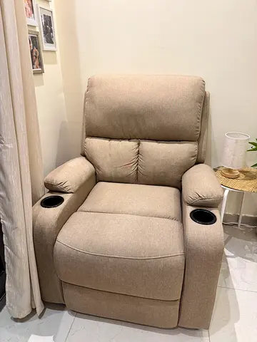 Comfortable Fabric Manual Recliner with Cup Holders