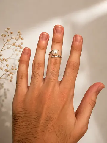 Handcrafted 95% Silver Pearl Ring – Elegant Womens Ring